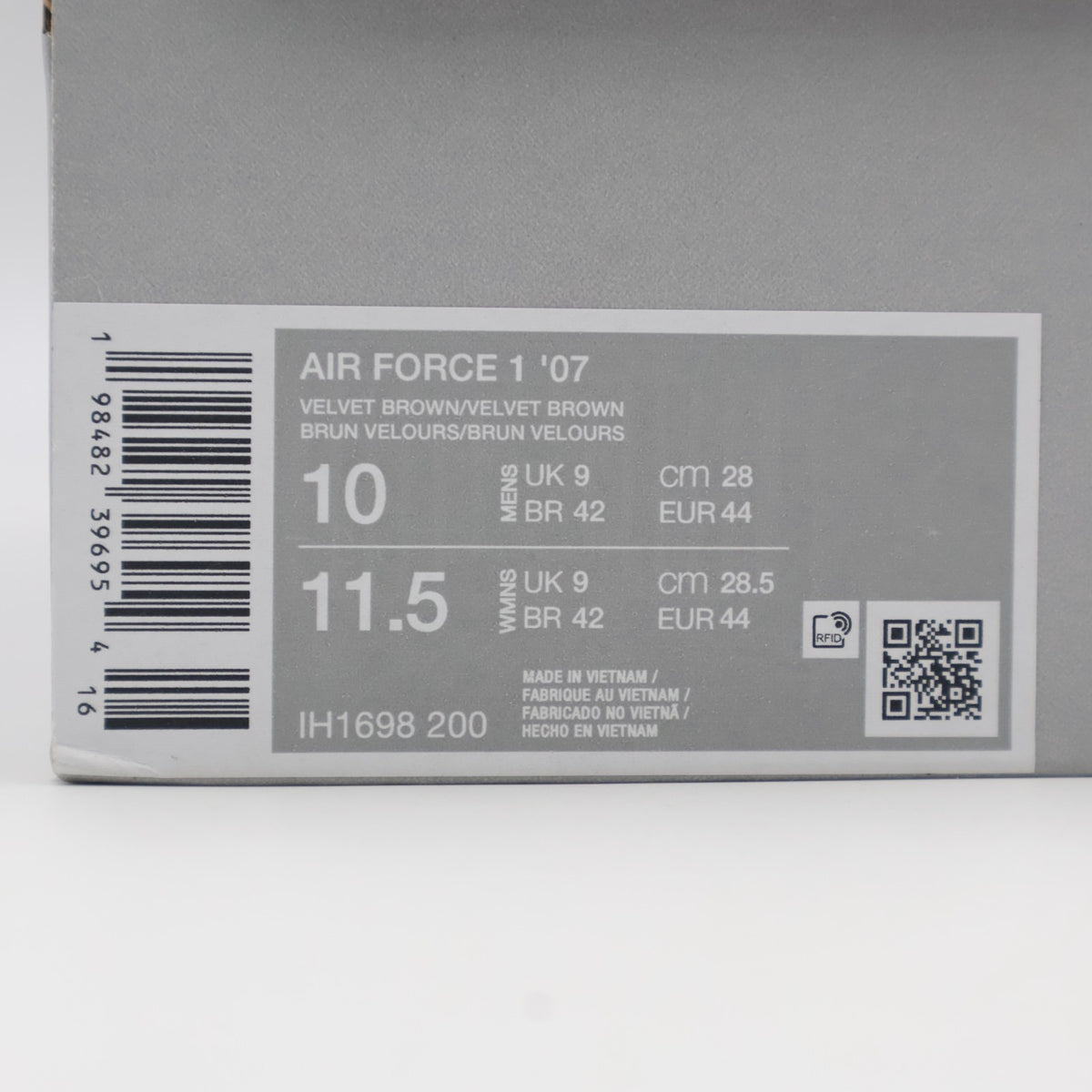 IH1698-200 Nike Air Force 1 Low '07 Velvet Brown (Men's)
