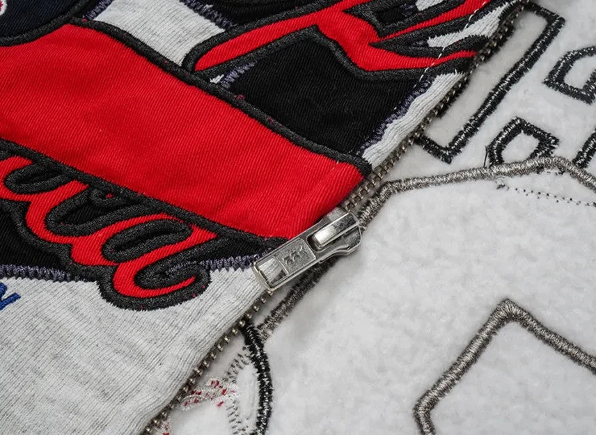 Supreme Warriors AppliquÃ© Zip Up Hooded Sweatshirt "Ash Grey"