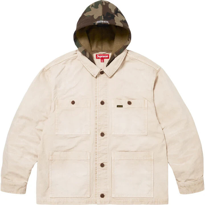 Supreme Worn Hooded Chore Coat Natural