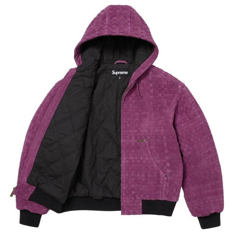 Supreme Woven Suede Hooded Work Jacket Purple