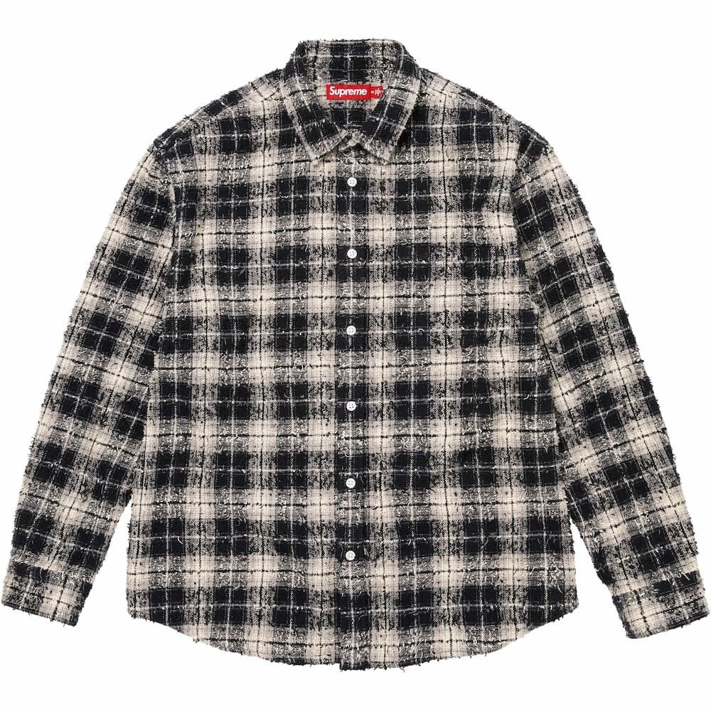 Supreme Frayed Textured Plaid Shirt Black