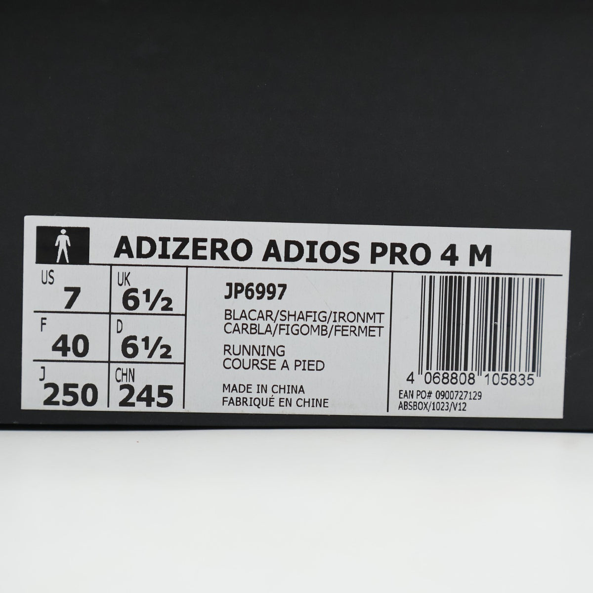 JP6997 adidas Adizero Adios Pro 4 Blanch Cargo Shadow Fig Iron Metallic (Men's)