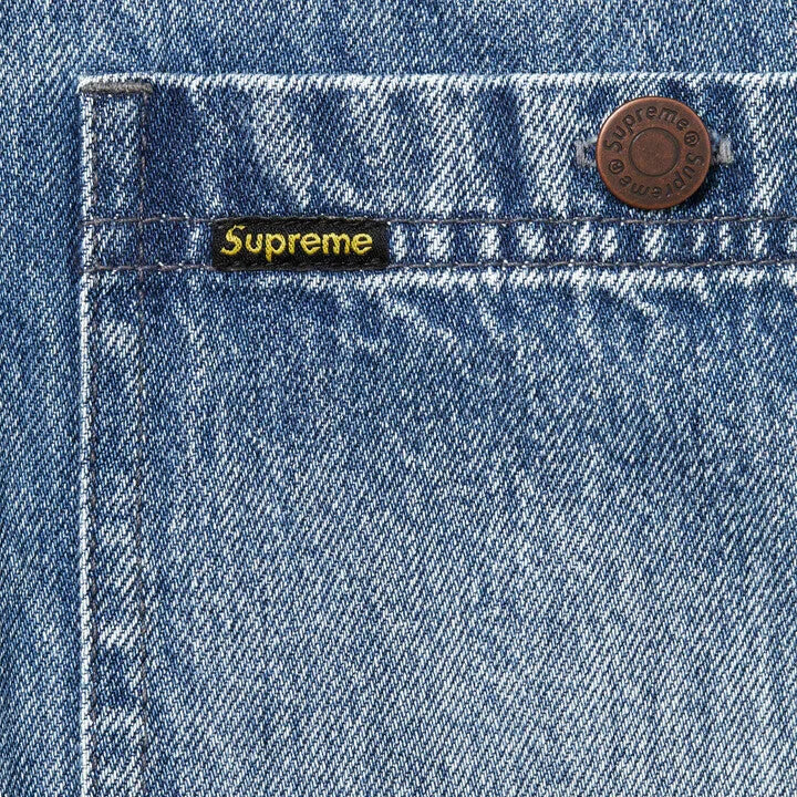 Supreme Worn Hooded Chore Coat Denim