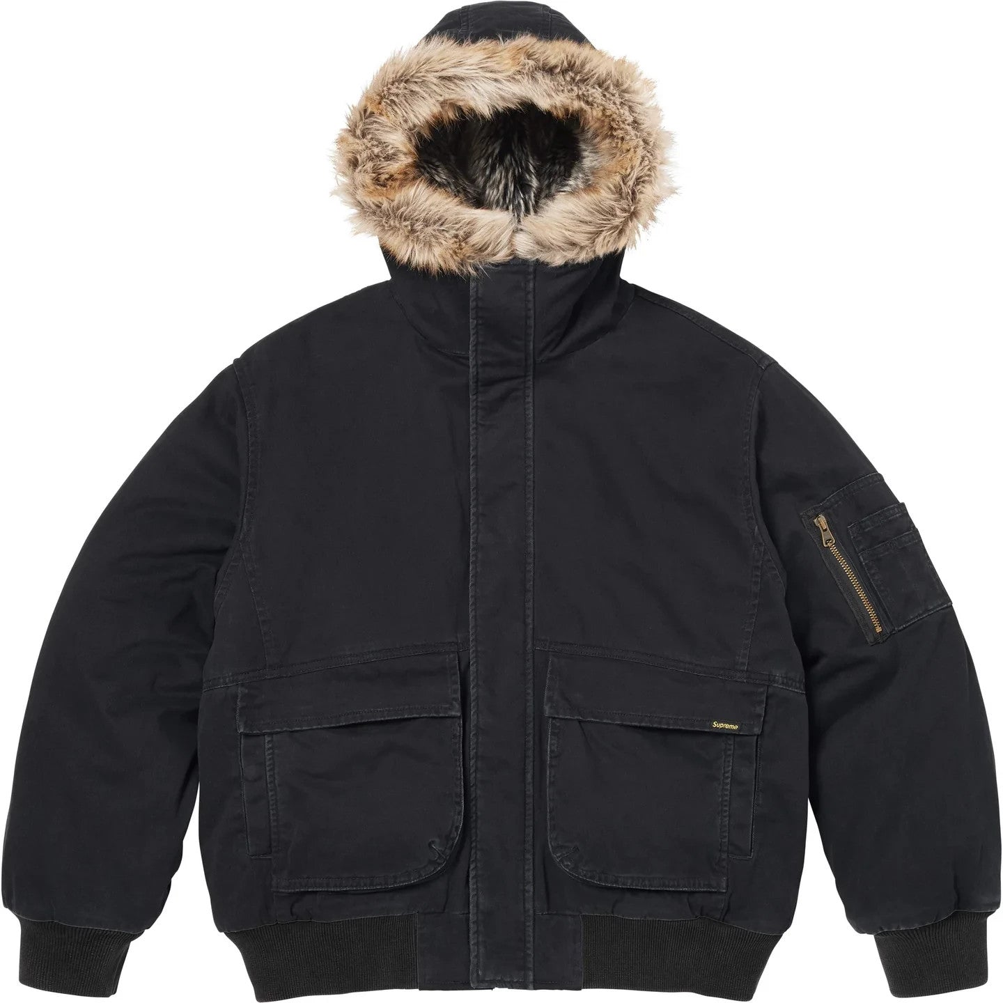 Supreme Reversible Faux Fur Hooded Work Jacket Black