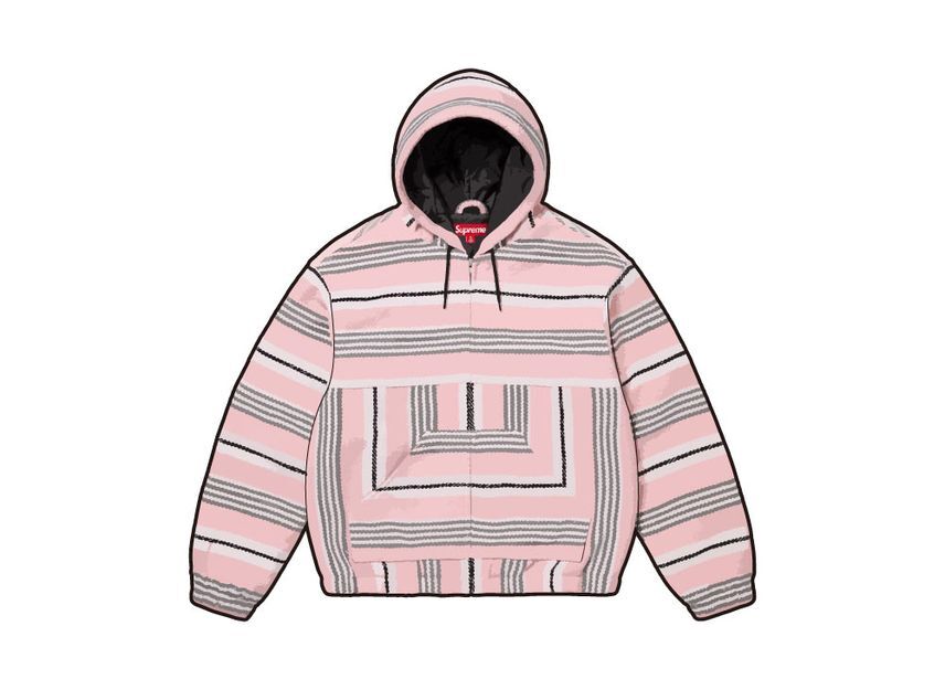 Supreme Woven Stripe Hooded Jacket Pink