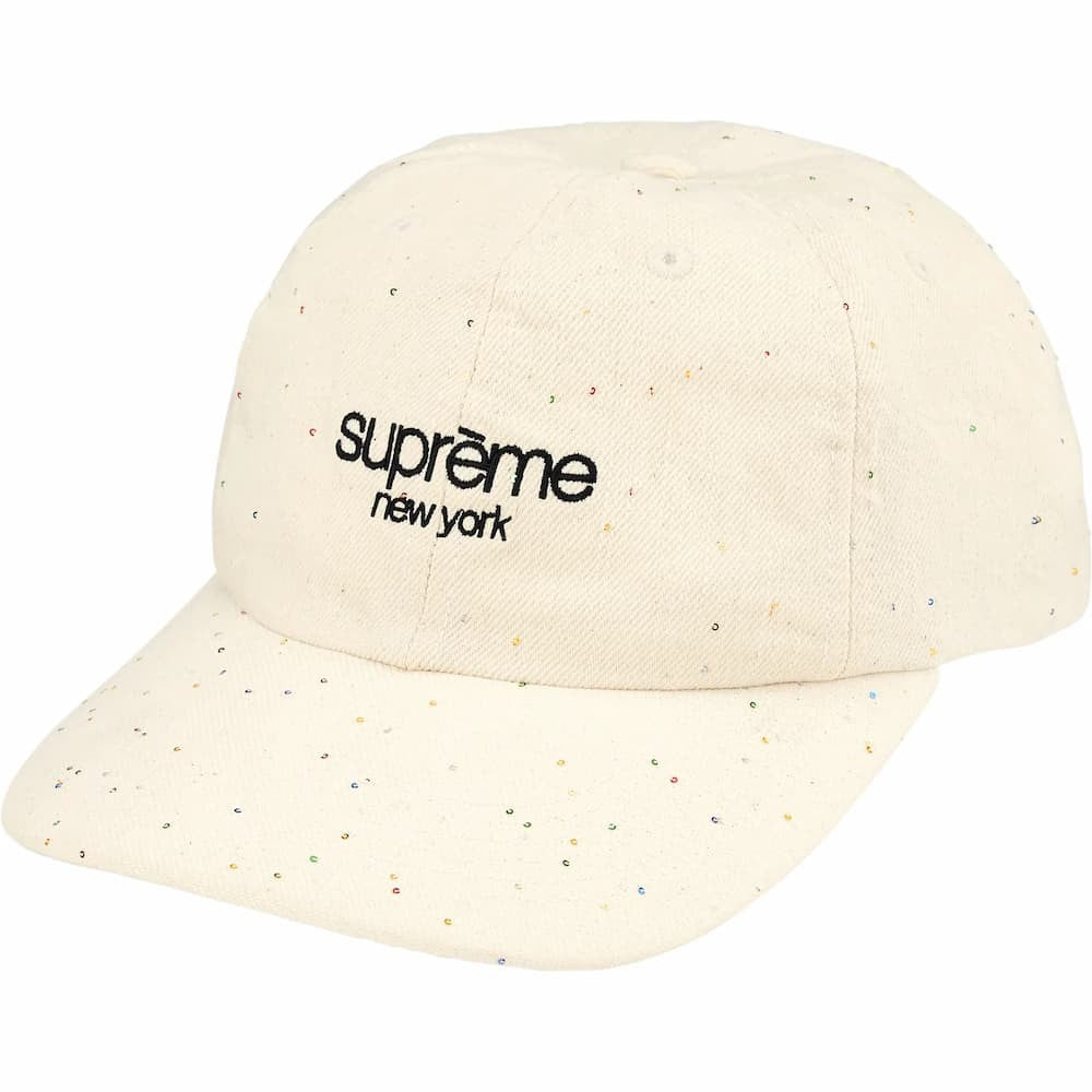 Supreme Sequin Denim Classic Logo 6-Panel Natural
