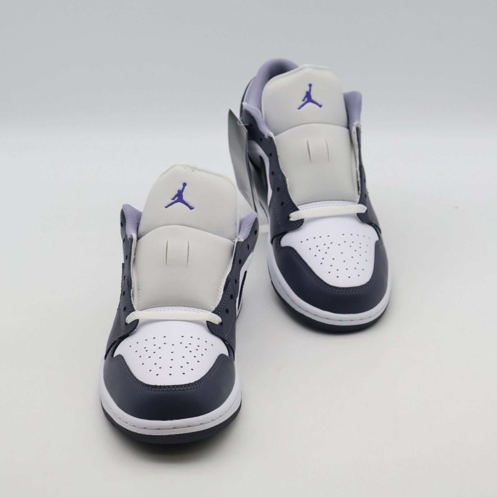 553558-145 Nike Air Jordan 1 Low White Dark Blue Grey Purple Comet Indigo (Men's