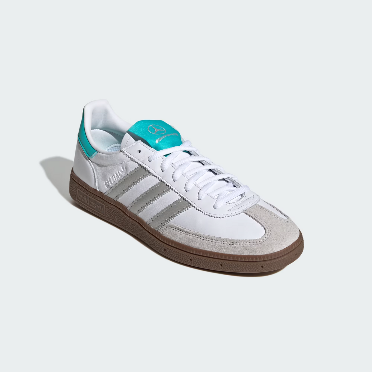 KJ1178 Mercedes AMG adidas Handball Spezial Cloud White Silver Metallic (Men's)