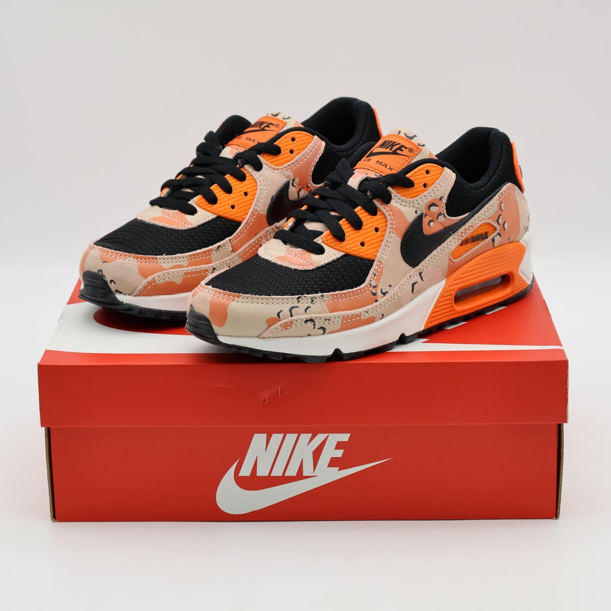 IF1721-201 Nike Air Max 90 PRM Bio Beige Safety Orange Phantom Black (Men's)