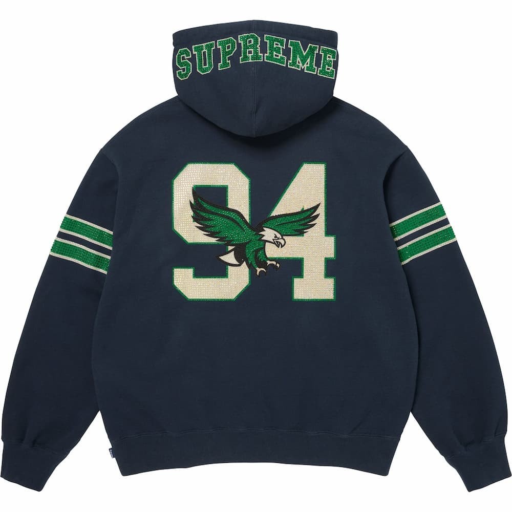Supreme Rhinestone Eagle Hooded Sweatshirt Navy