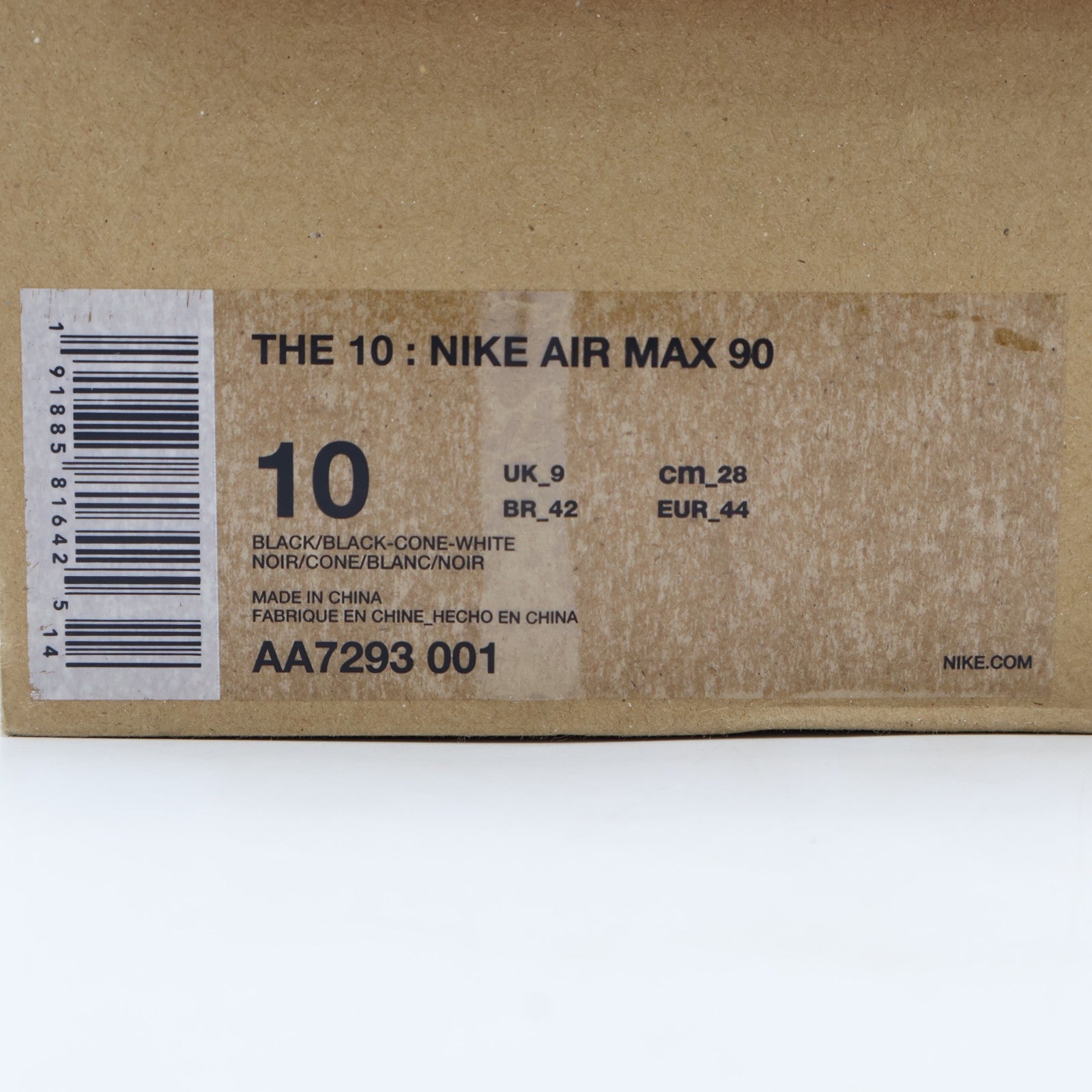 AA7293-001 OFF-WHITE NIKE AIR MAX 90 BLACK CORN (Men's)