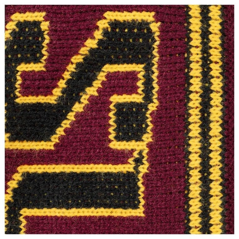 Supreme Jacquard Sleeve Half Zip Sweater Burgundy