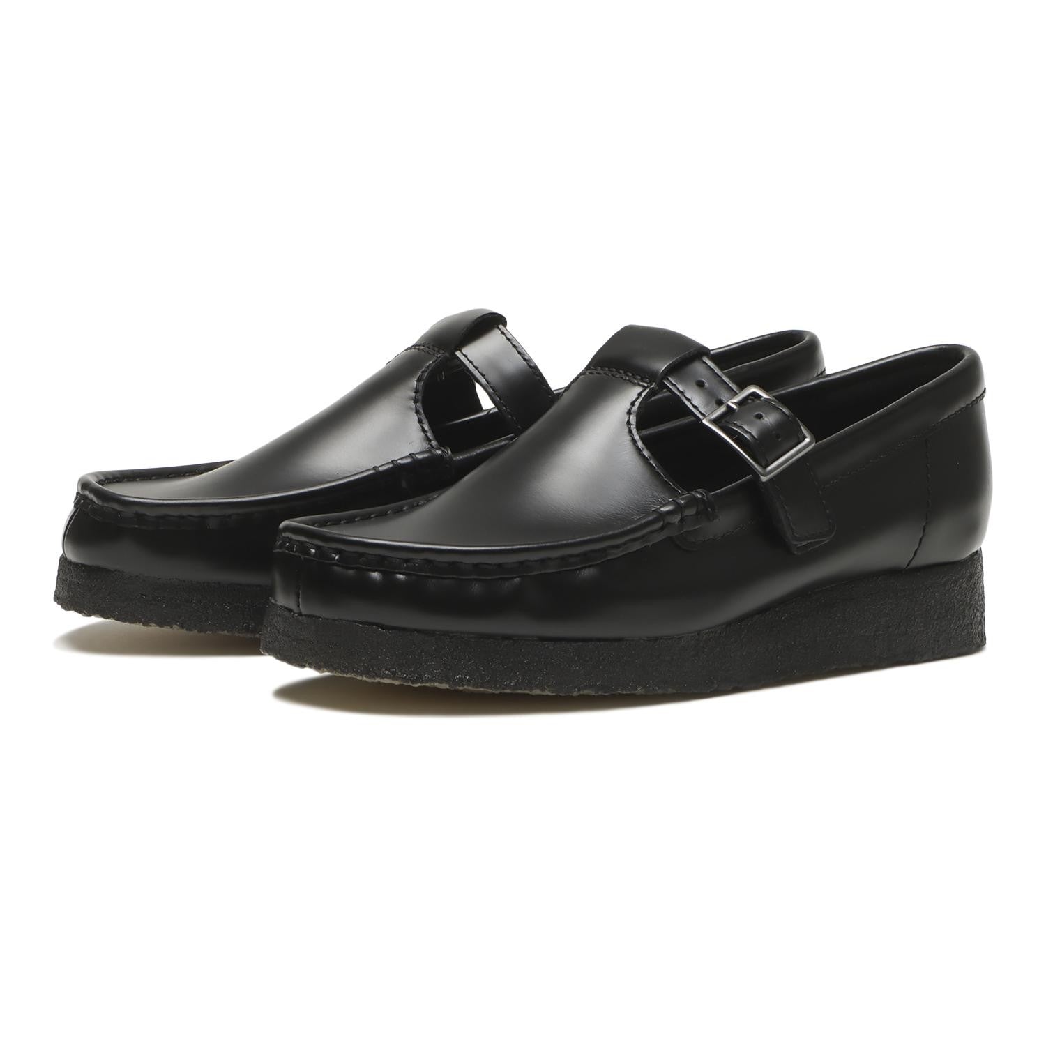 26183765 Clarks Wallabee T Bar Black High Shine Leather ( Men's )