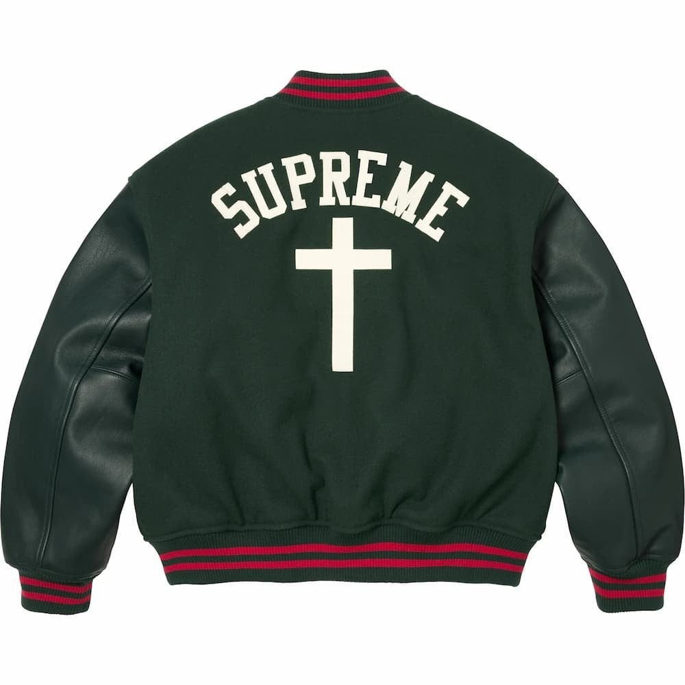 Supreme Cross Varsity Jacket Dark Green