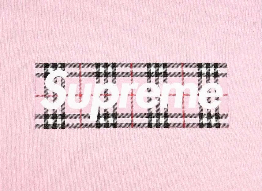 Supreme Burberry Box Logo Hooded Sweatshirt Pink