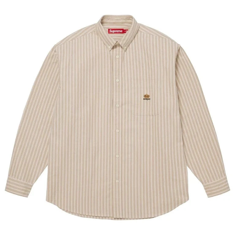 Supreme Loose Fit Flannel Oxford Shirt Tan Stripe (26FW)