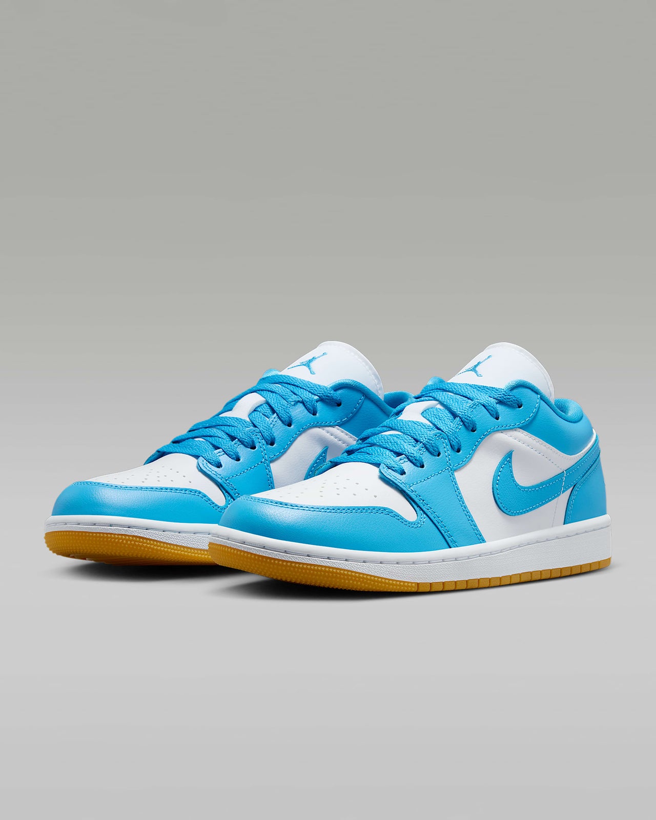 DC0774-104 Nike Air Jordan 1 Low White Gum Light Brown Dark Powder Blue (Women's
