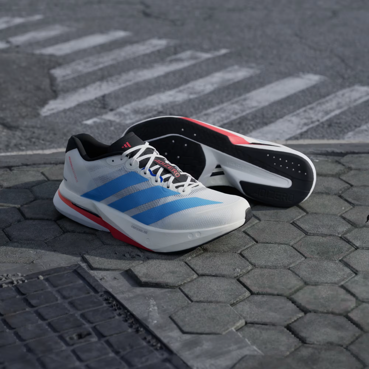 KK4992 adidas Adizero Boston 13 "Off White/Light Blue/Gold Metallic" (Men's)