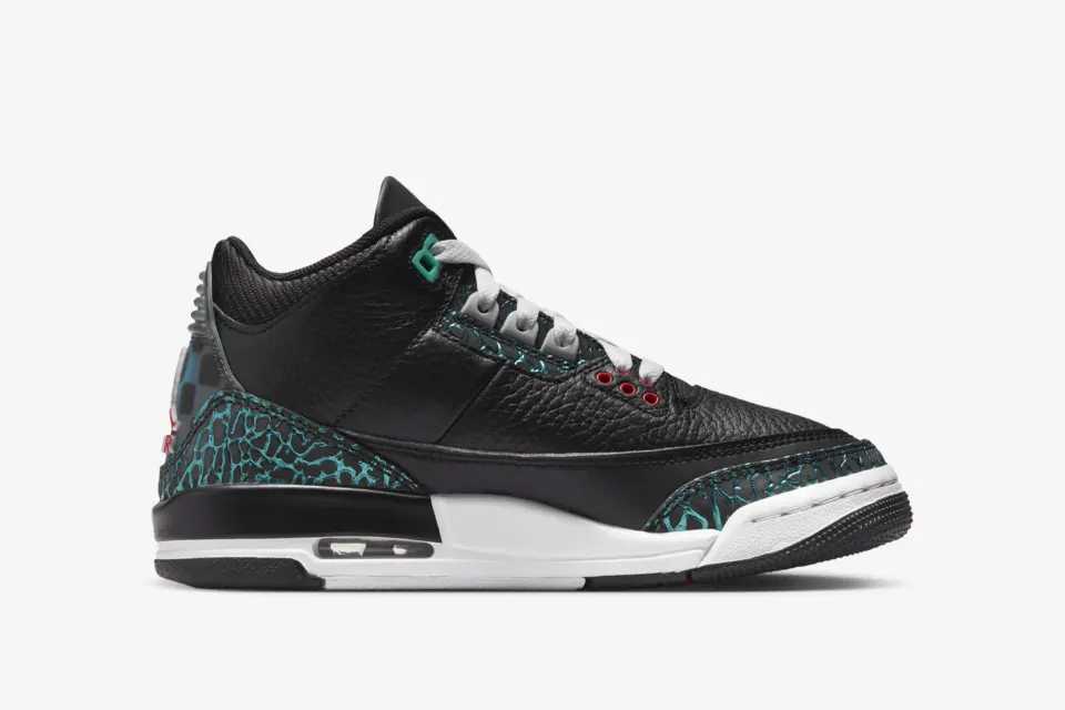FV5437-001 Nike GS Air Jordan 3 Retro Black and Hyper Jade