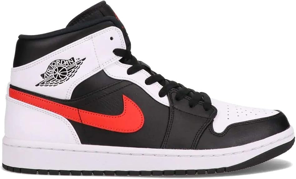 554724-075 Nike Air Jordan 1 Mid Black Chile Red White (Men's)