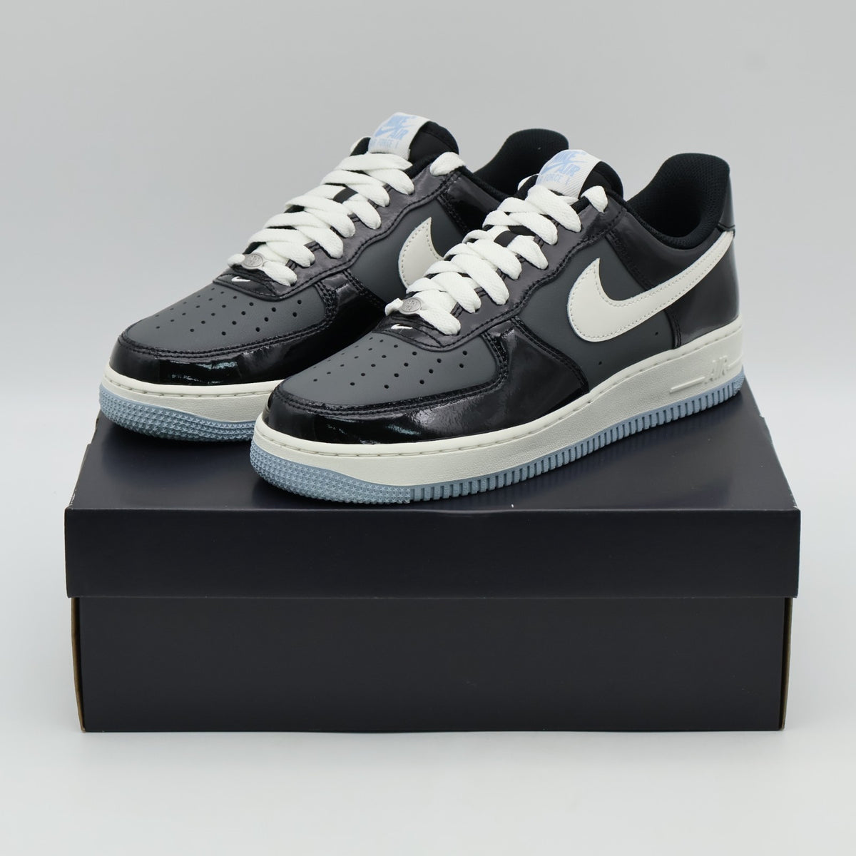 IB7676-001 Nike Air Force 1 Low Black Armory Blue Iron Grey Sail (Men's)
