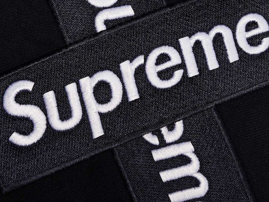 Supreme Cross Box Logo Hooded Sweatshirt Navy