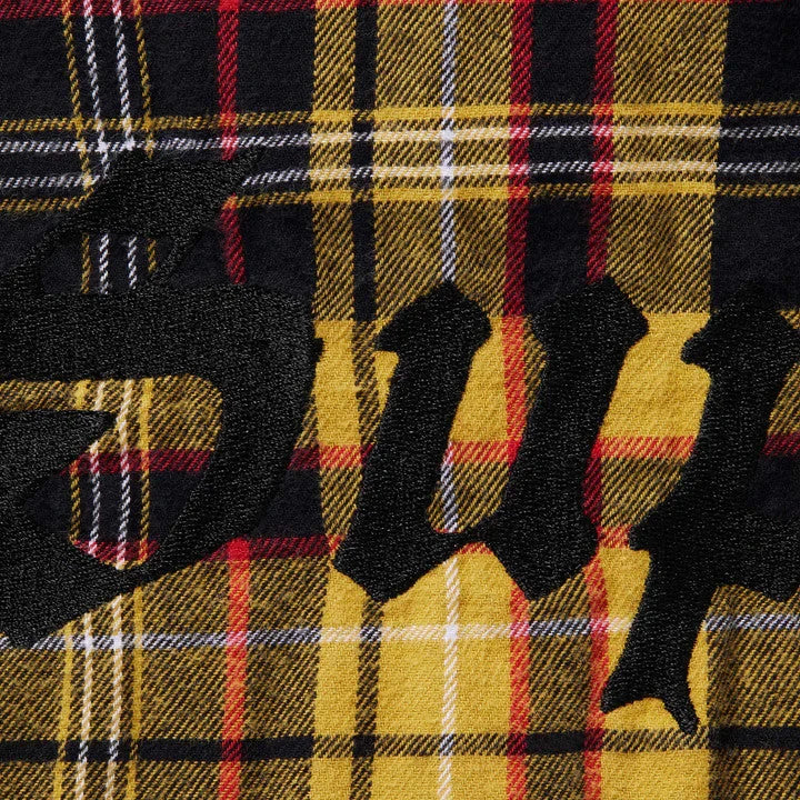 Supreme Lined Zip Up Hooded Flannel Shirt Yellow