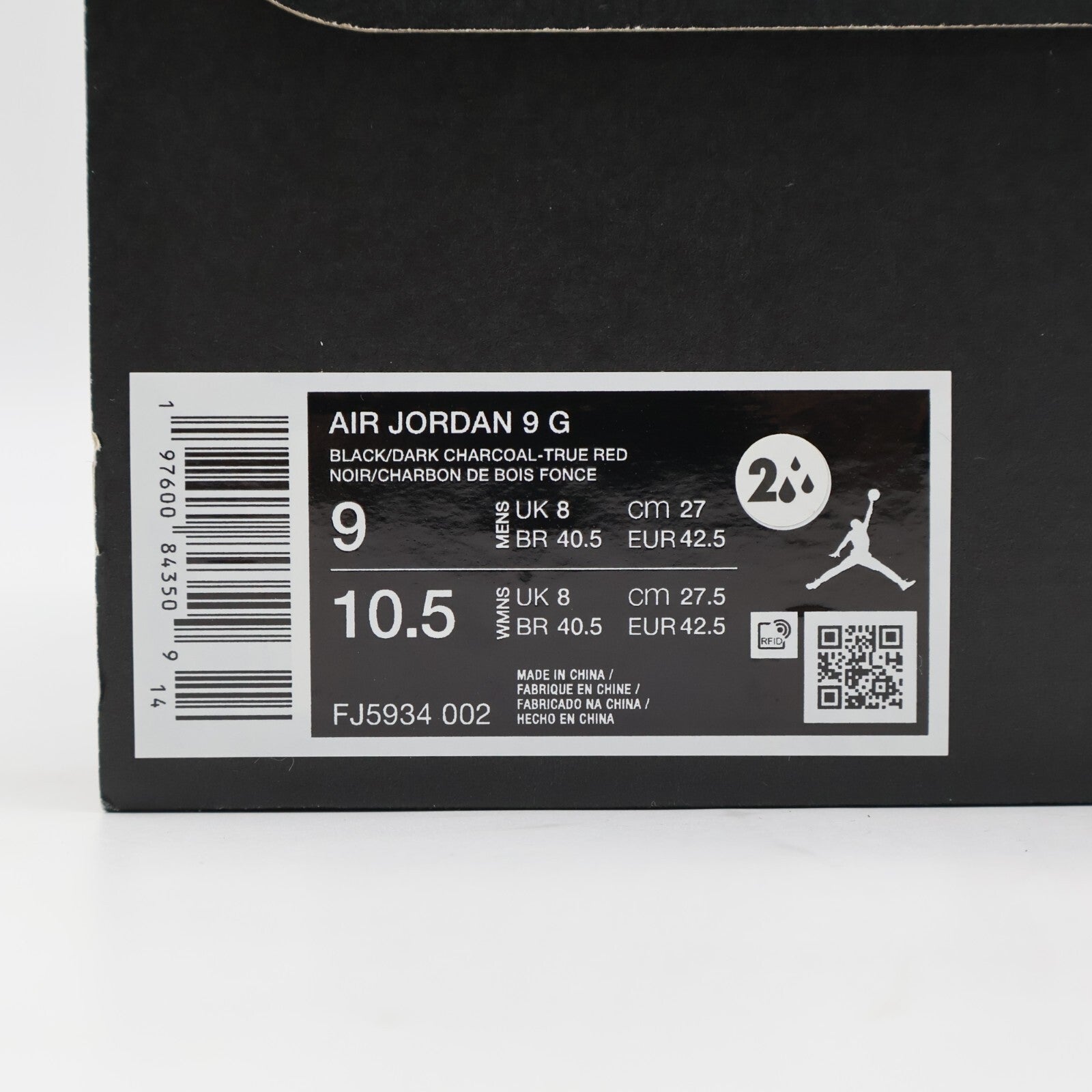 FJ5934-002 Nike Air Jordan 9 Low Golf Charcoal (Men's)
