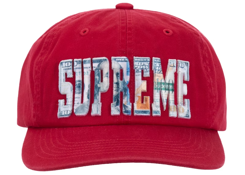 Supreme Embroidered Money Logo 6-panel Red