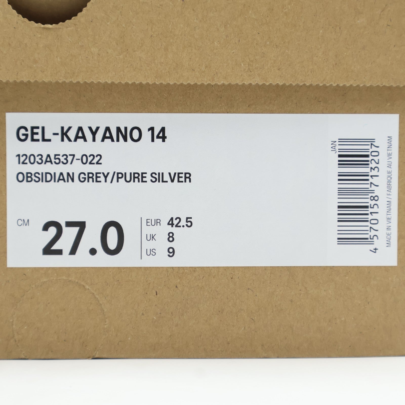 1203A537-022 Asics Gel-Kayano 14 Obsidian Grey Pure Silver (Men's)