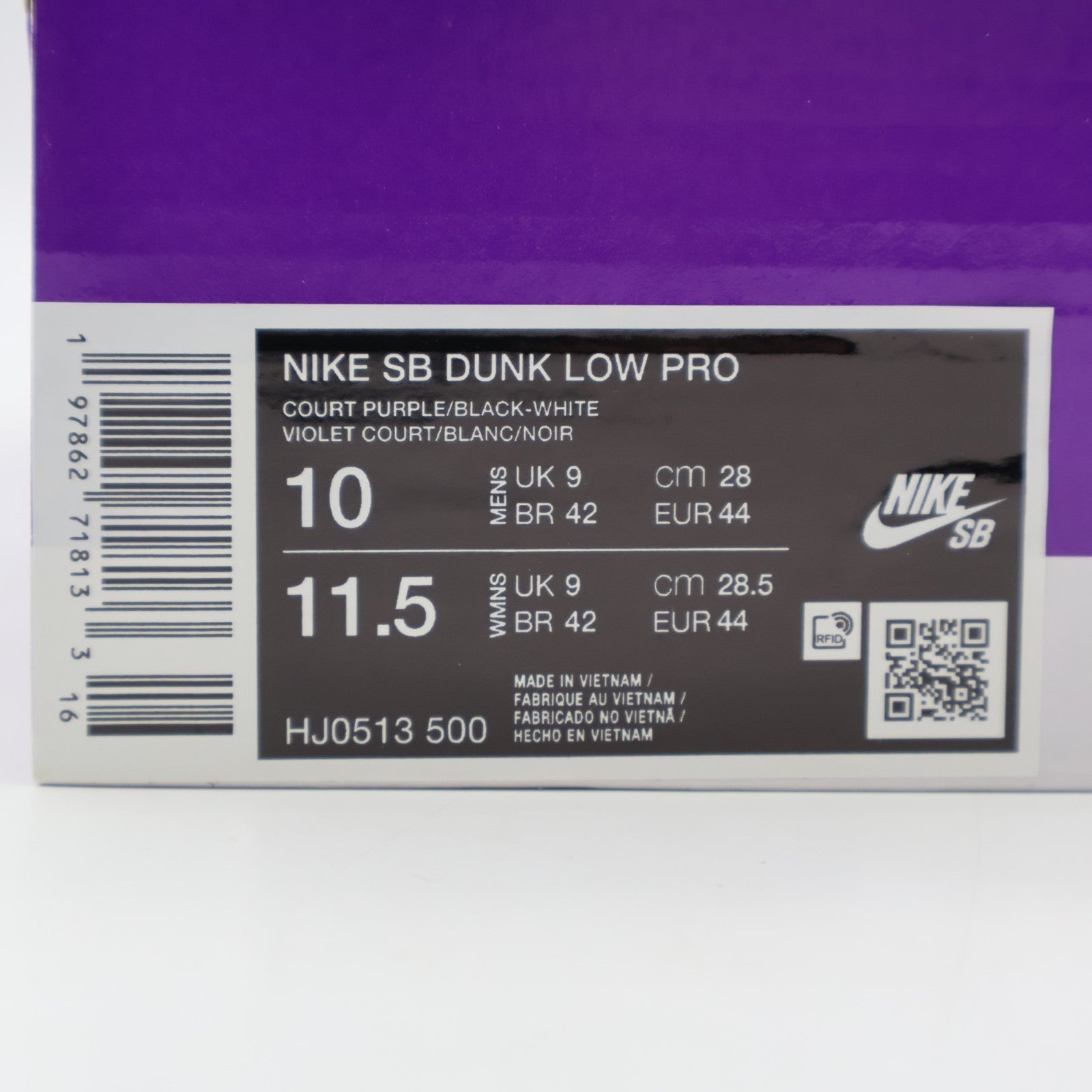 HJ0513-500 Hayley Wilson Nike SB Dunk Low Pro Black and Court Purple (Men's)