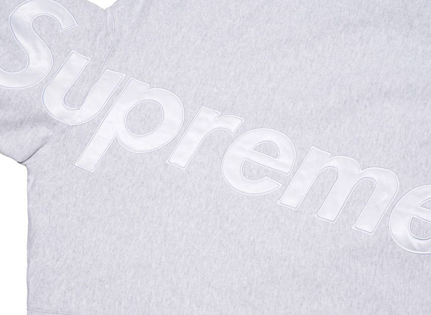 Supreme Satin Applique Hooded Sweatshirt Ash Grey