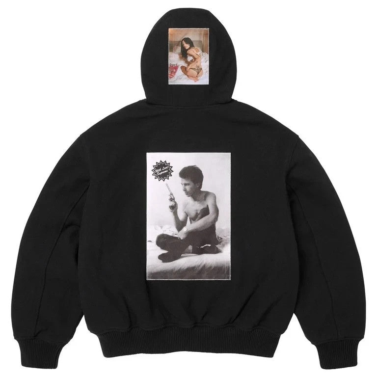 Supreme x Larry Clark Hooded Varsity Jacket Black