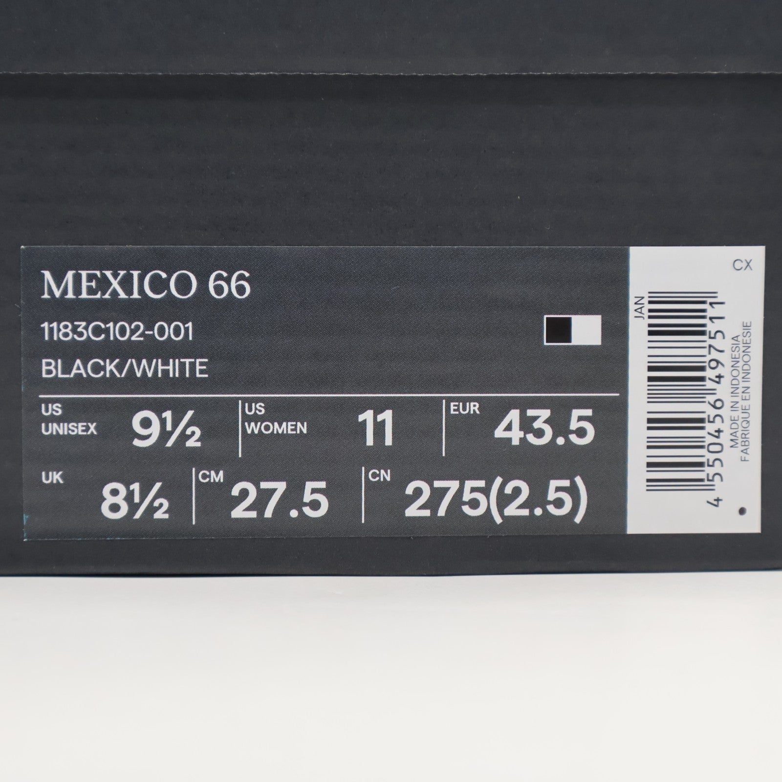 1183C102-001 Onitsuka Tiger Mexico 66 Black White (Men's)