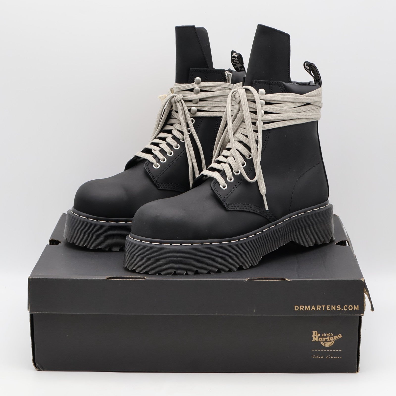 DM02E68139001 Rick Owens Dr.Martens Quad Sole Steel Toe Boot Black (Men's)