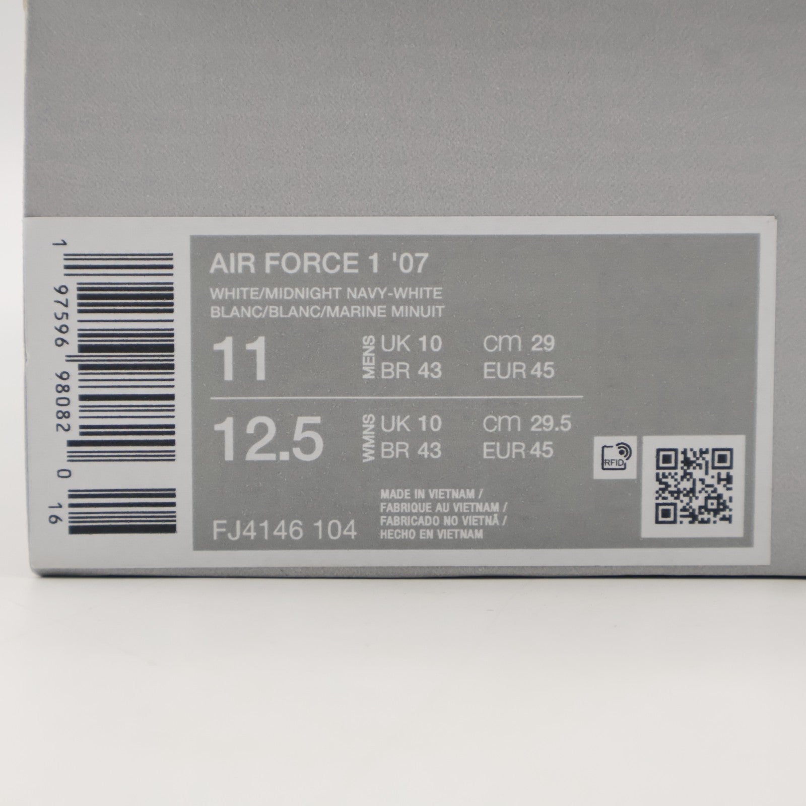 FJ4146-104 Nike Air Force 1 Low '07 White Navy (Men's)