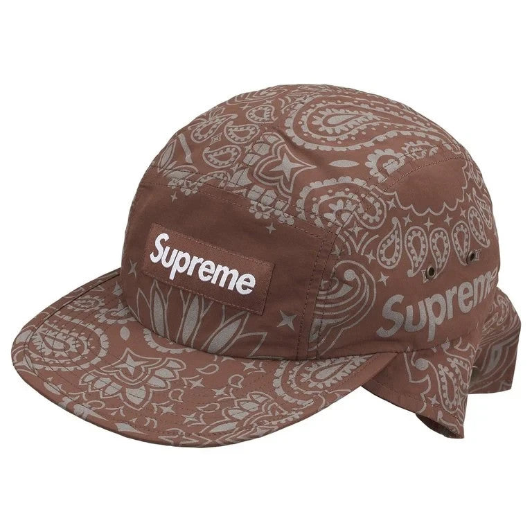 Supreme Reflective Bandana Sunshield Camp Cap Brown