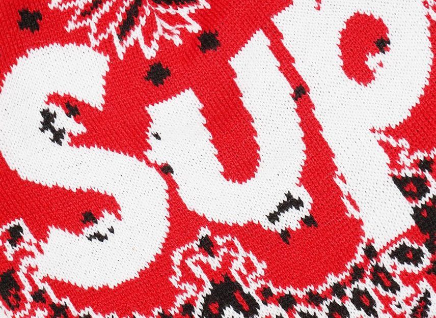 Supreme Bandana Big Logo Beanie Red