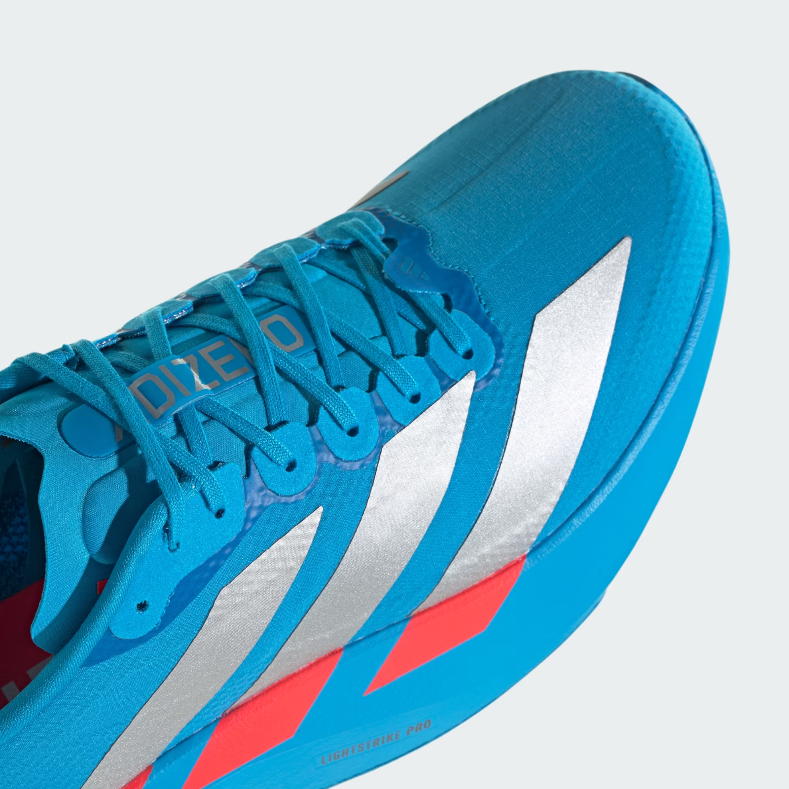 JR2023 adidas Adizero EVO SL Woven Solar Blue Silver Metallic Lucid Red (Men's)