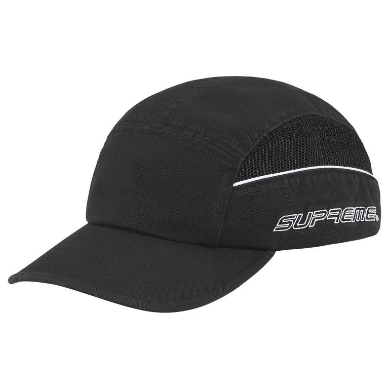 Supreme Side Mesh Piping Camp Cap Black