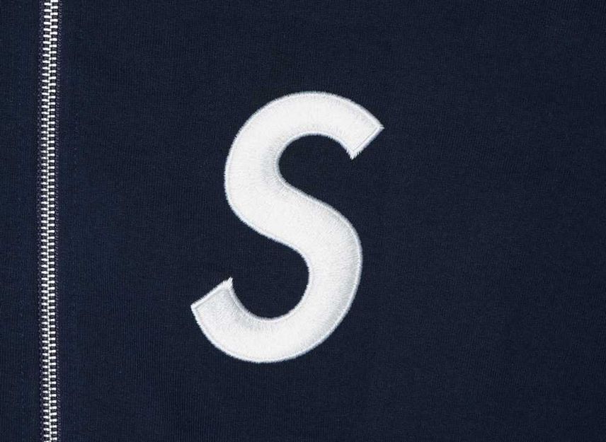 Supreme S Logo Zip Up Hooded Sweatshirt Navy