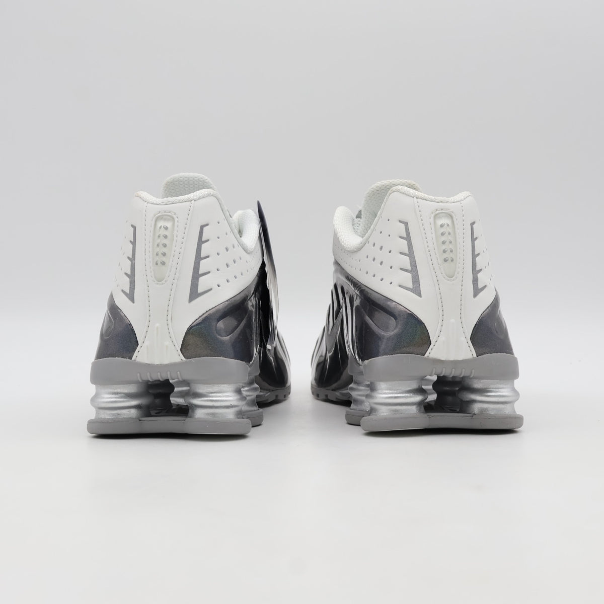 IB7703-100 Nike Shox R4 Summit White and Metallic Silver (Women's)