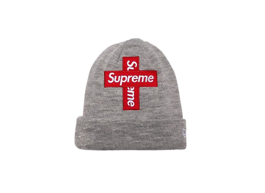 Supreme New Era Cross Box Logo Beanie Grey