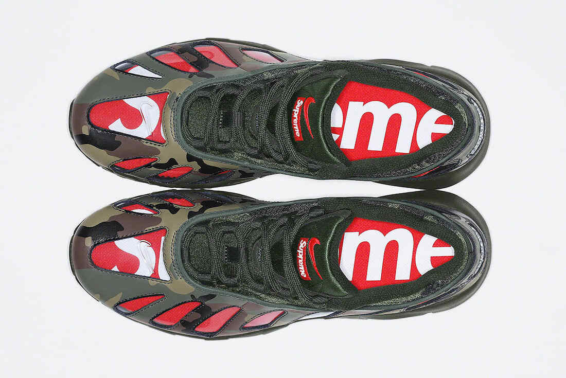 CV7652-300 Nike Air Max 96 Supreme Camo Dark Army Speed Red Clear (Men's)