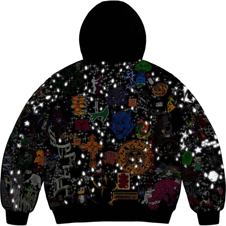 Supreme AOI Embroidered Hooded Work Jacket Black