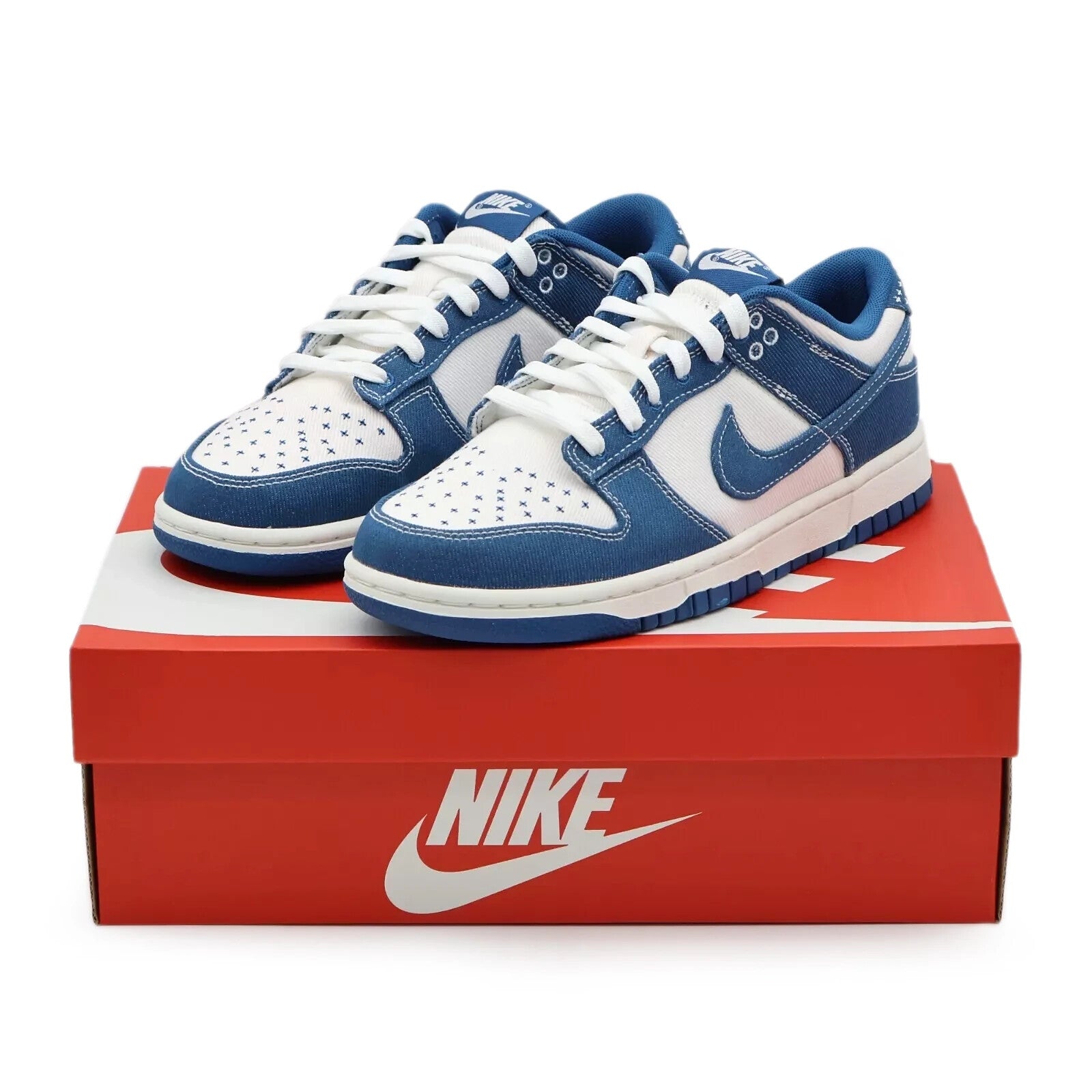 DV0834-101 Nike Dunk Low Summit White Industrial Blue Denim Sashiko (Men's)