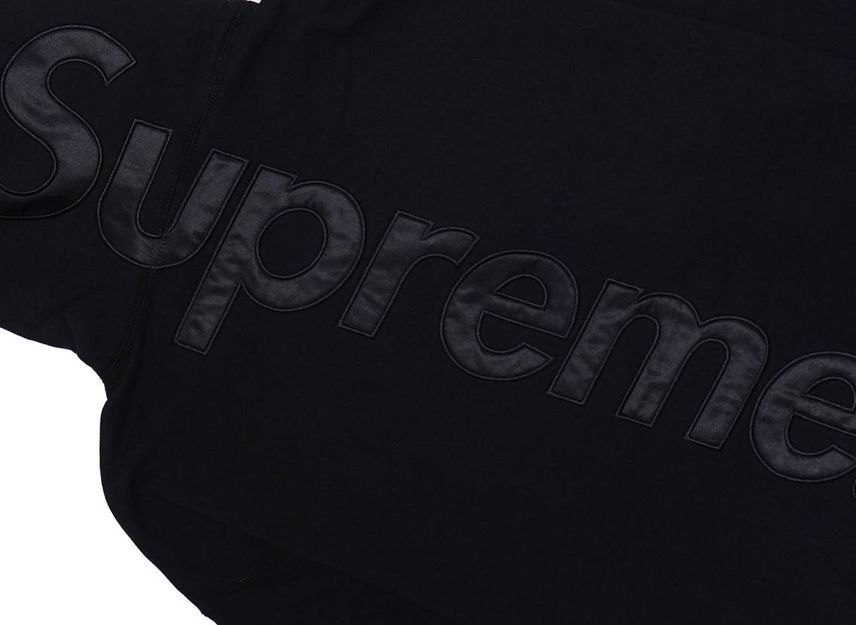 Supreme Satin Applique Hooded Sweatshirt Black