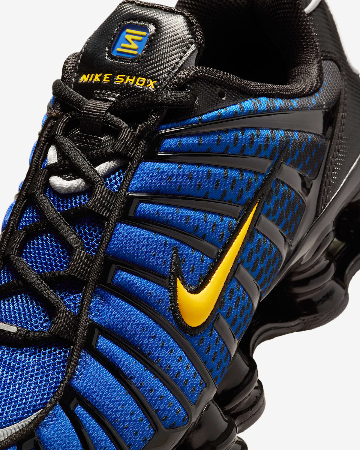 IB7670-001 Nike Shox TL Black Varsity Maize Metallic Silver Lyon Blue (Men's)