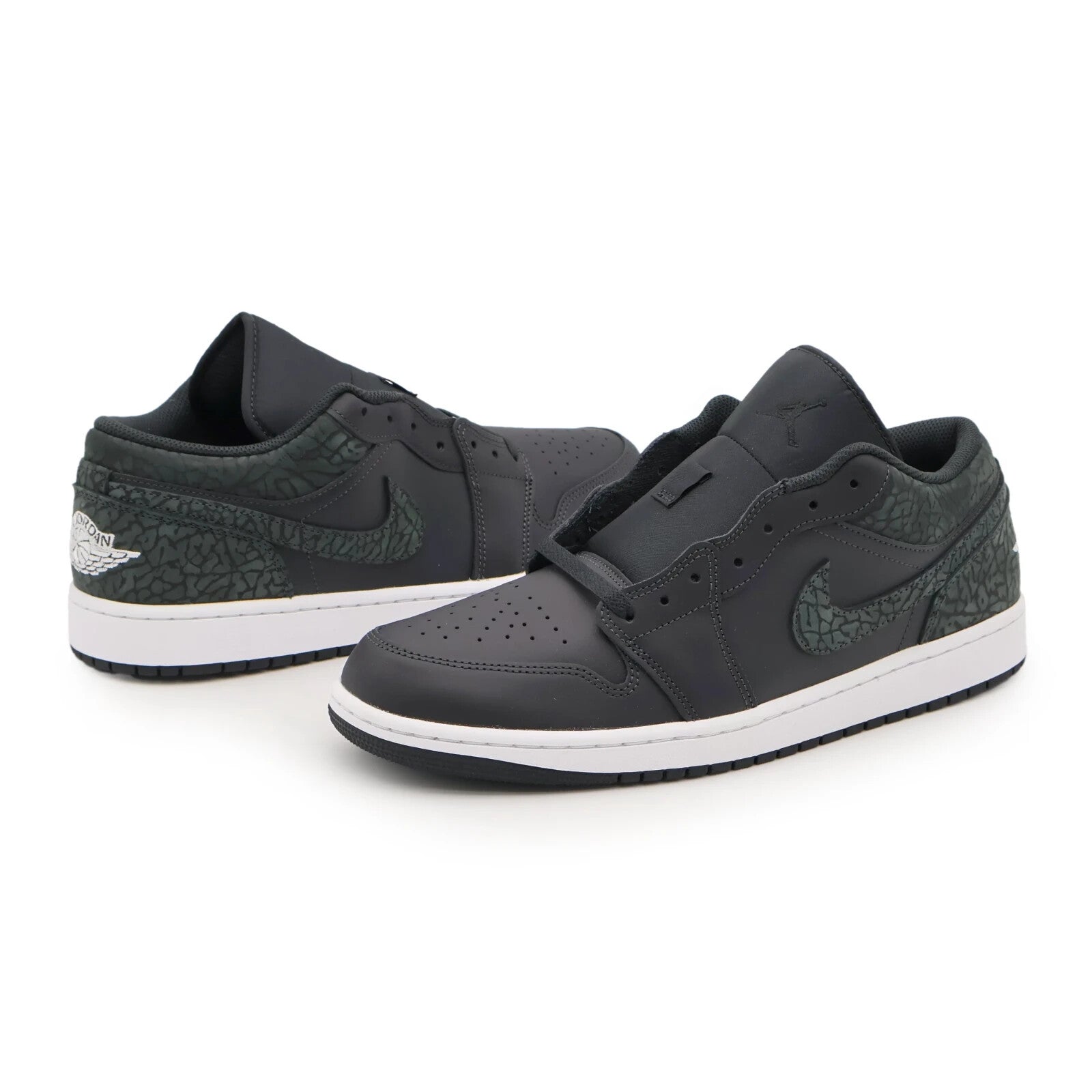 FB9907-001 Nike Air Jordan 1 Low Black Elephant Off Noir Dark Green (Men's)