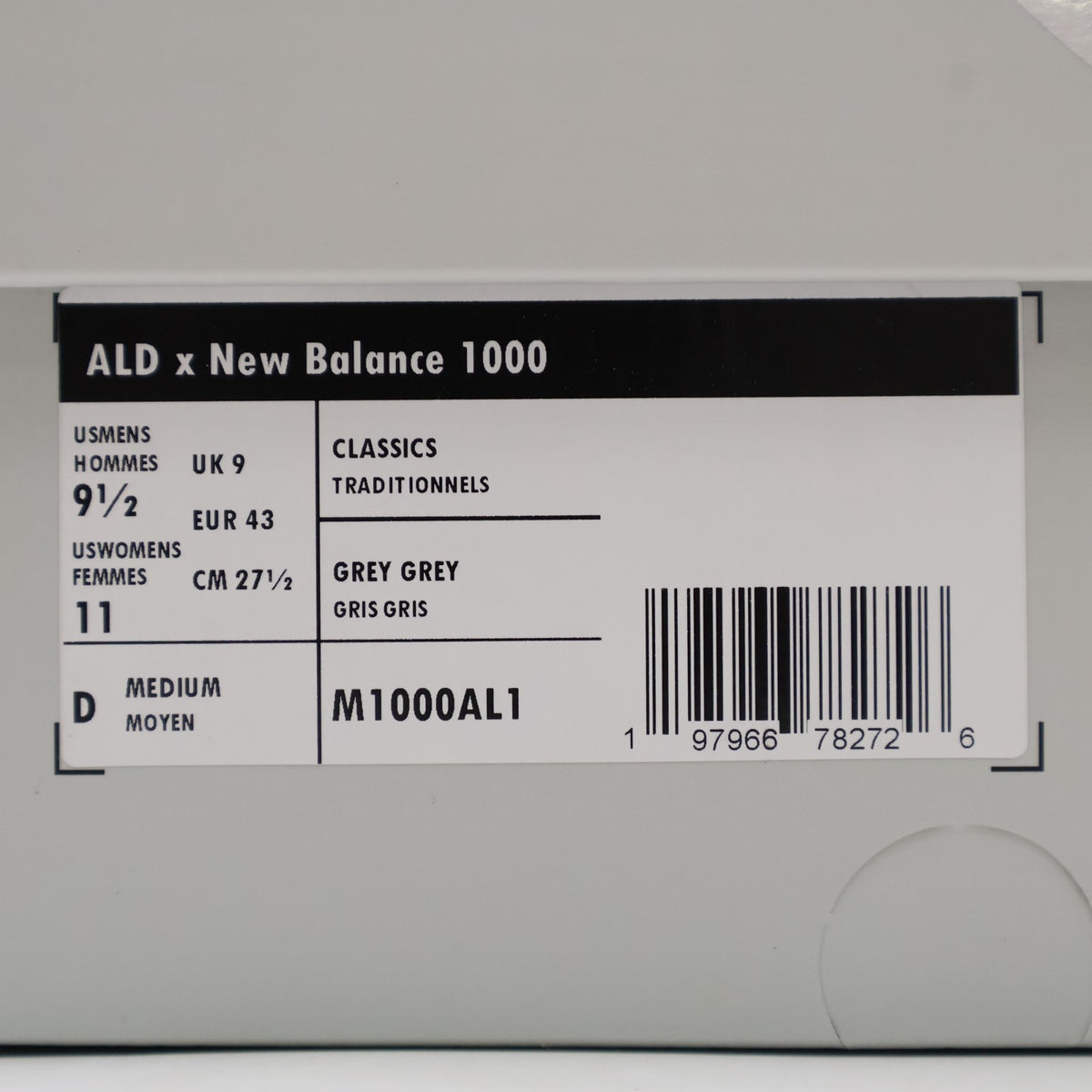 M1000AL1 Aime Leon Dore New Balance 1000 Gray (Men's)